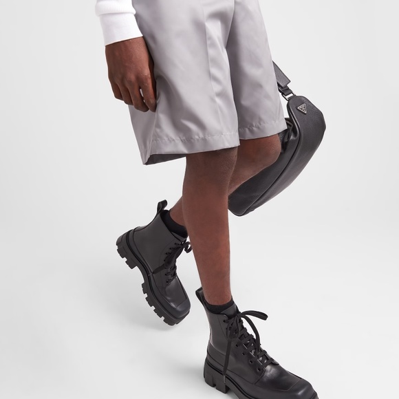 Prada Monolith Leather and Nylon Combat Boots main image 9